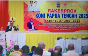 Gubernur Papua Tengah Buka Rakerprov KONI, Tekankan Strategi dan Sinergi untuk Prestasi