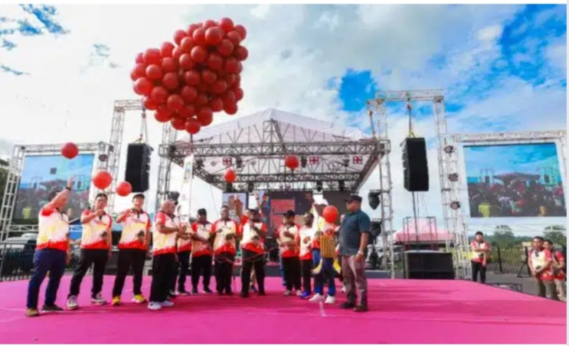 Perayaan HUT ke-3 Papua Tengah yang digelar di kompleks Kantor Gubernur Bandara Lama Nabire, Jumat (25/7/2025)