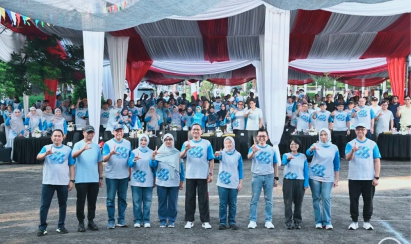 Apel Kebangsaan Puncak Perayaan Hari Ulang Tahun Ke-68 LAN di Gedung LAN, Jakarta, Rabu (6/8/2025).