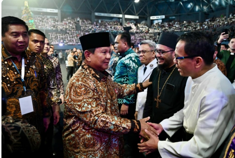 Presiden Prabowo Subianto saat menghadiri Natal Nasional 2025.