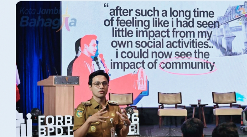 Wawako Jambi,Diza Aljosha menjadi narasumber dalam Forum Bisnis Daerah (Forbisda) 2026 yang digelar BPD HIPMI Jambi di Aula Rumah Kito Hotel Jambi, Senin (27/4/2026).