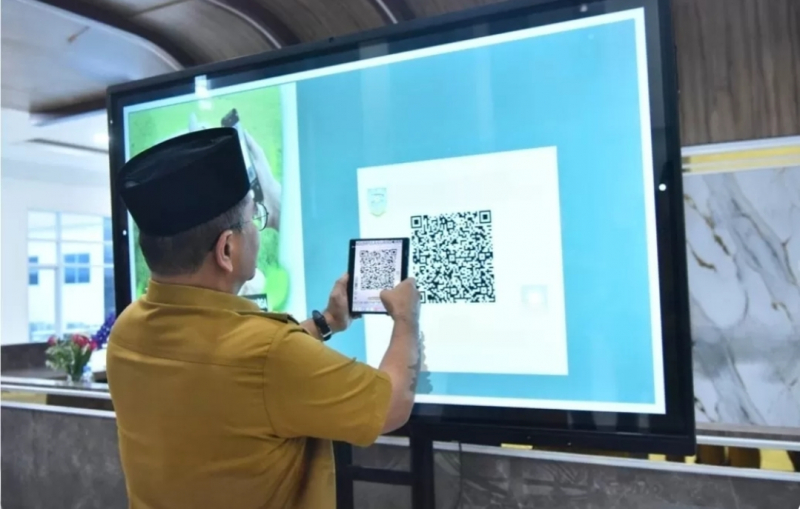Pemerintah Kota Jambi bersama meluncurkan gerakan Scan Amal di Lobby Graha Siginjai, Selasa (28/4/2026). 