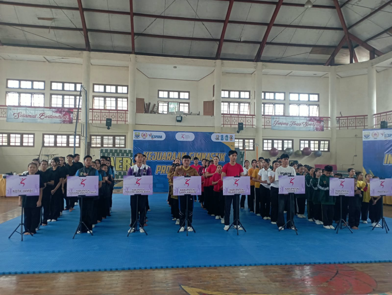 Kejuaraan Provinsi (Kejurprov) Gimnastik Jambi digelar di Gedung Senam Provinsi Jambi, Jumat (9/10/2026).
