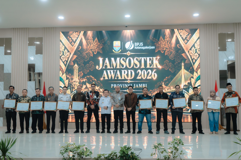 Pemerintah Provinsi Jambi bersama BPJS Ketenagakerjaan menggelar Penganugerahan Jaminan Sosial Ketenagakerjaan (Jamsostek Award) Tahun 2026 Tingkat Provinsi Jambi. 